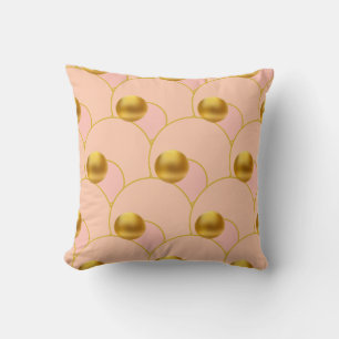 Goldene Punkte auf rosa Kreisen Kissen