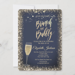 Goldene Punkte Champagnerglas Rahmen Brautparty Einladung