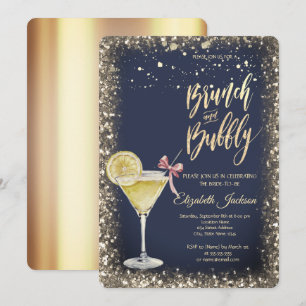 Goldene Punkte Cocktailglas Zitrone Brautparty Einladung