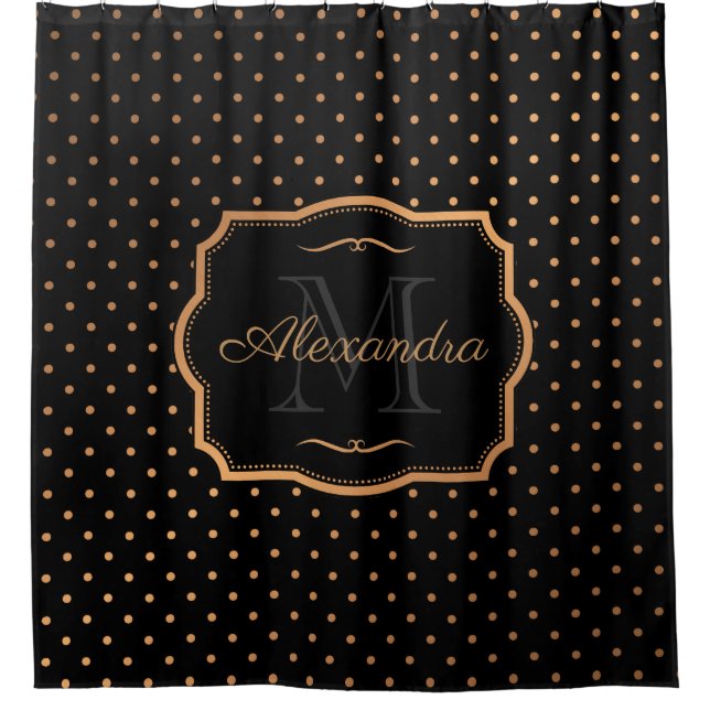 Goldene Punkte Duschvorhang (Vorderseite)
