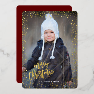 Goldene Punkte Frohe Weihnachten echte Folie Holid Folieneinladung