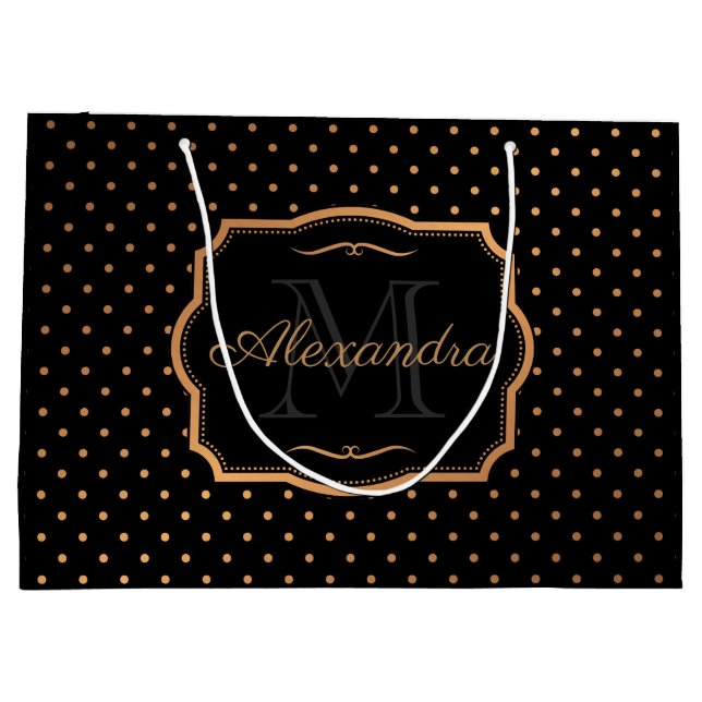 Goldene Punkte Große Geschenktüte (Rückseite)