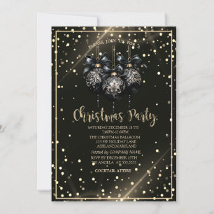 Goldene Punkte, schwarze Weihnachtskugeln Firmenwe Einladung