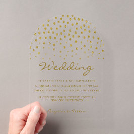 Goldene Punkte - Weiß & Gold - Hochzeit Acryleinladungen