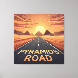 Goldene Pyramidenstraße Ägypten Sonnenuntergang Ku Leinwanddruck