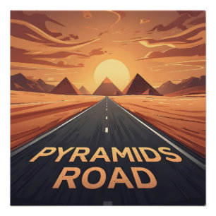 Goldene Pyramidenstraße Ägypten Sonnenuntergang Ku Poster