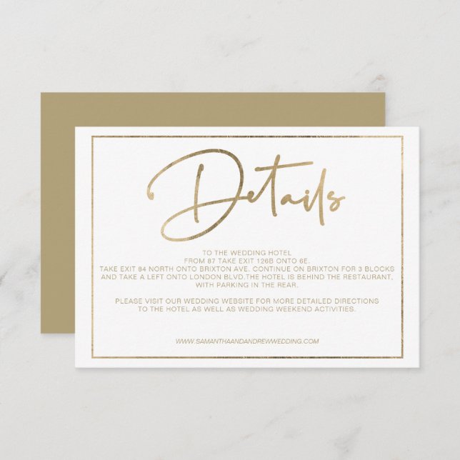 Goldene Rahmen Drehbuch schicke Details Hochzeit Einladung (Vorne/Hinten)