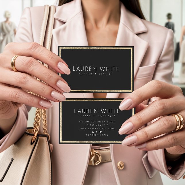 Goldene Rahmen elegant modische minimale moderne Visitenkarte (Gold foil frame elegant trendy minimal modern)