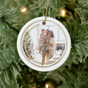 Goldene Rahmen Foto Weihnachten Personalisiert Keramik Ornament