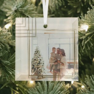 Goldene Rahmen Foto Weihnachten Personalisiert Ornament Aus Glas