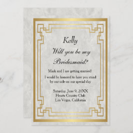 Goldene Rahmen mit weißem Marmor Bridesmaid Einladung