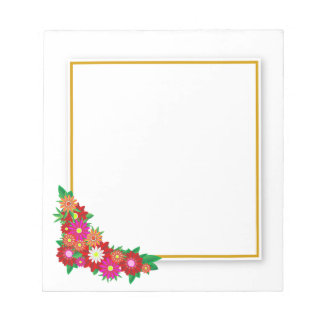 Goldene Rahmen und Blumen Notizblock