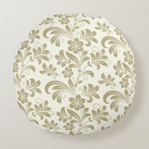 Goldene Rebe Florale Eleganz Runde Kissen