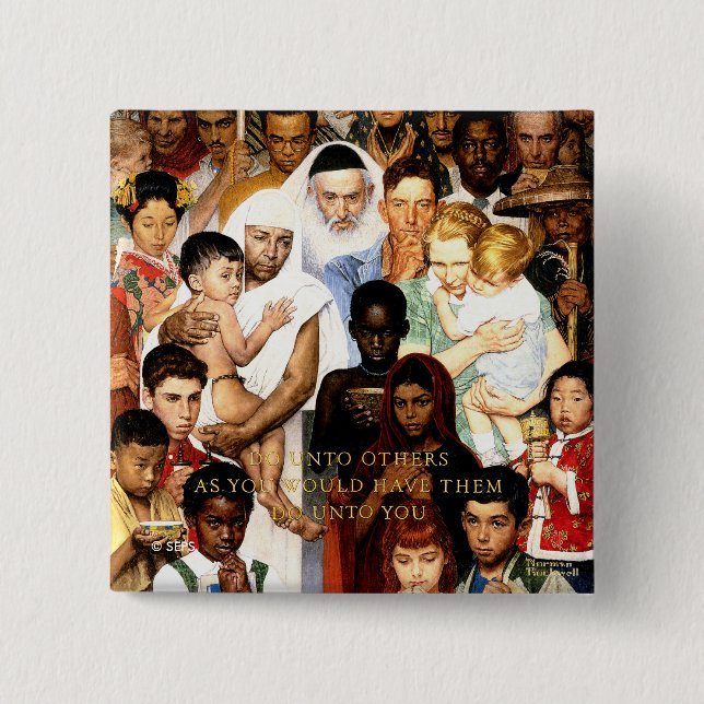 Goldene Regel von Norman Rockwell Button (Vorderseite)