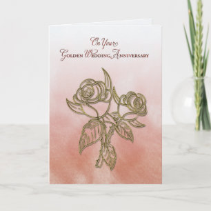 Goldene religiöse 50. Hochzeitstag, Rosen Karte