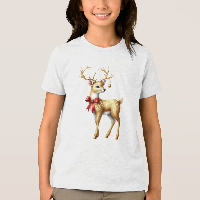 Goldene Rentier Holiday T - Shirt (Vorderseite)