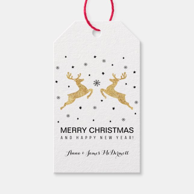 Goldene Rentiere Geschenkanhänger (Vorderseite)