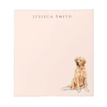 Goldene Retriever-Abbildung auf rosa Notepad