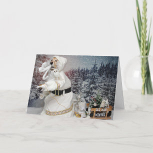 Goldene Retriever Alter Mann Winter Wunderland Feiertagskarte