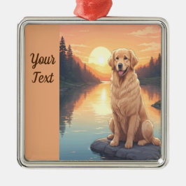 Goldene Retriever am See Ornament Aus Metall