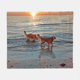Goldene Retriever an Sonnenuntergang-Fleece Throw Fleecedecke