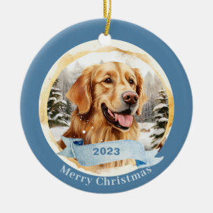 Goldene Retriever Aquarellhockkunst Keramik Ornament