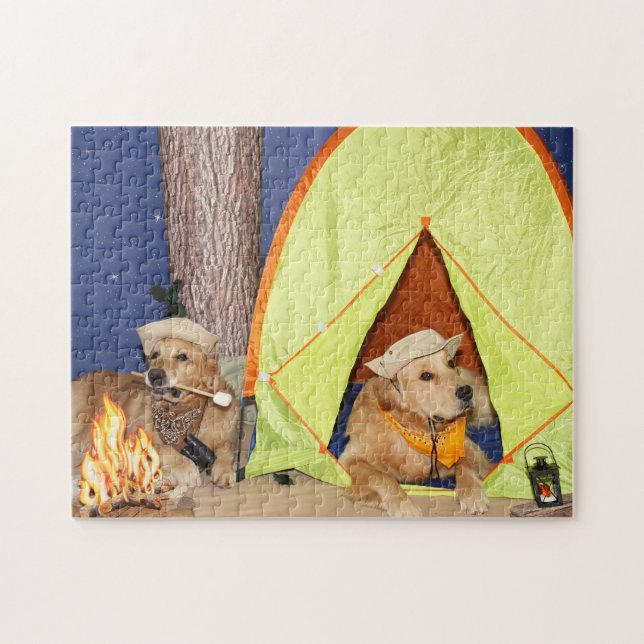 Goldene Retriever-Camping Puzzle (Horizontal)
