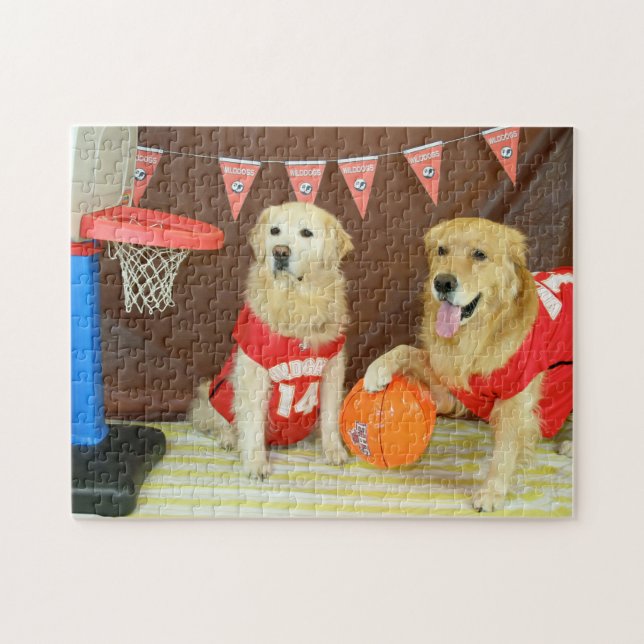 Goldene Retriever, die Basketball spielen Puzzle (Horizontal)