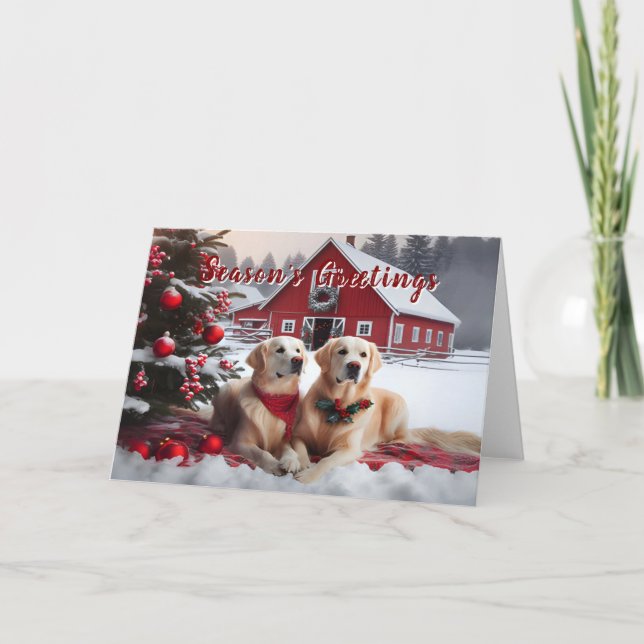 Goldene Retriever Froher Festtage Card Feiertagskarte (Vorderseite)