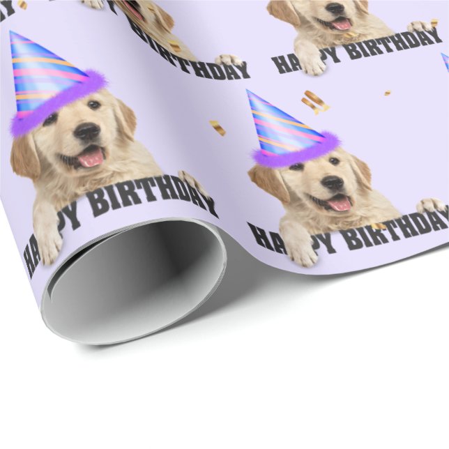 Goldene Retriever Geburtstag Geschenkpapier (Rolleneckpunkt)