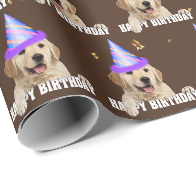 Goldene Retriever Geburtstag Geschenkpapier (Rolleneckpunkt)