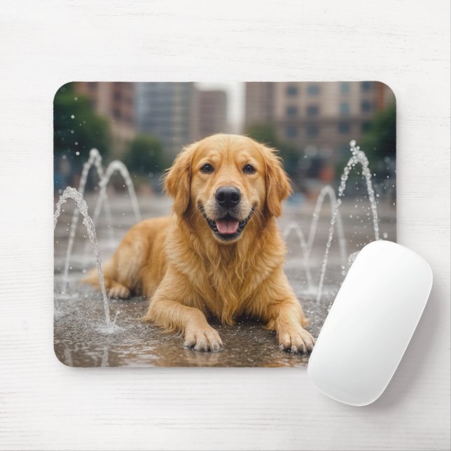 Goldene Retriever Kühlung in einem Splash Pad Mousepad (Mit Mouse)