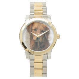 Goldene Retriever Kunst Armbanduhr