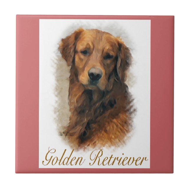 Goldene Retriever Kunst Fliese (Vorderseite)
