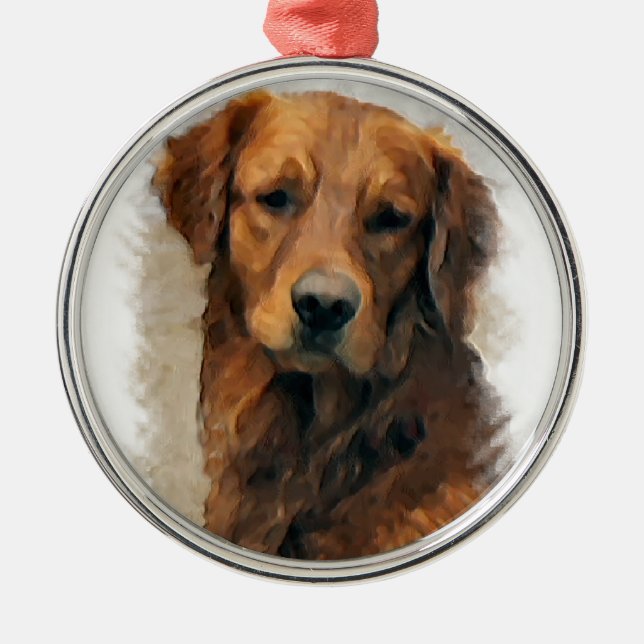 Goldene Retriever Kunst Ornament Aus Metall (Vorne)