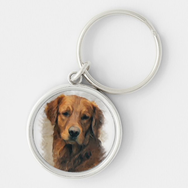 Goldene Retriever Kunst Schlüsselanhänger (Vorne)