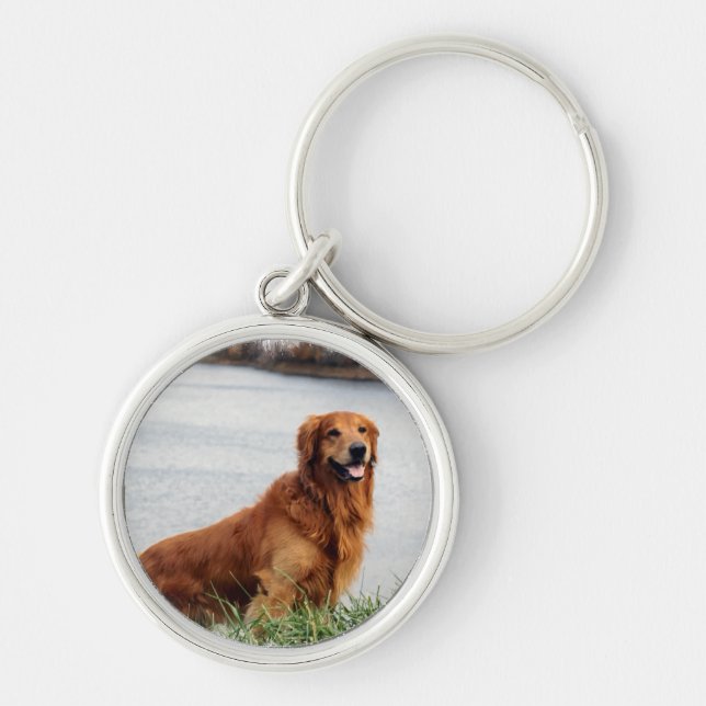 Goldene Retriever Kunst Schlüsselanhänger (Vorne)