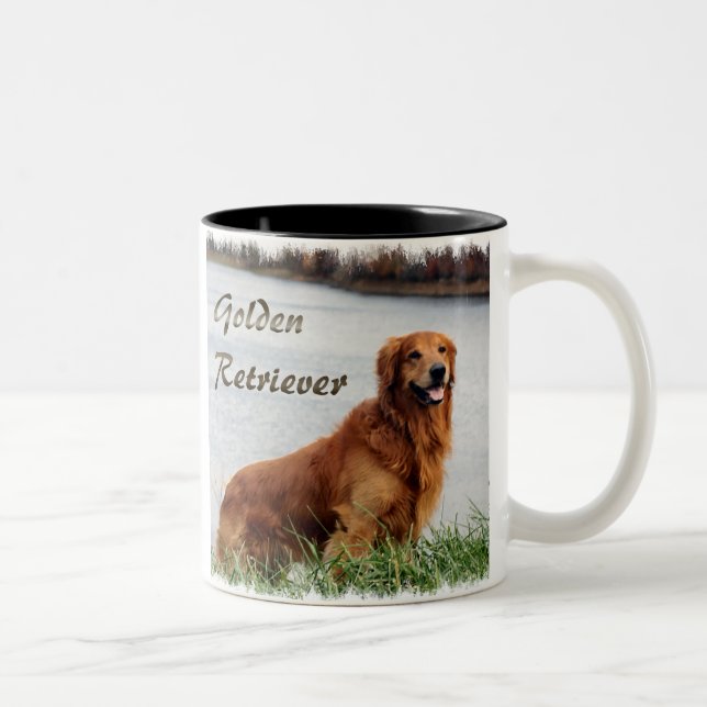 Goldene Retriever Kunst Zweifarbige Tasse (Rechts)