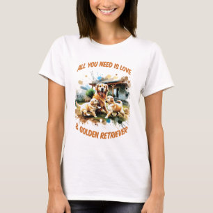 Goldene Retriever Liebe Weiß T-Shirt
