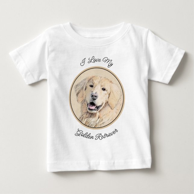 Goldene Retriever Malerei - Niedliche Original Dog Baby T-shirt (Vorderseite)