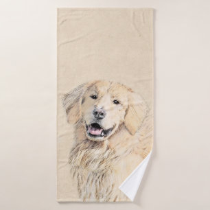 Goldene Retriever Malerei - Niedliche Original Dog Badehandtuch