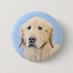 Goldene Retriever Malerei - Niedliche Original Dog Button