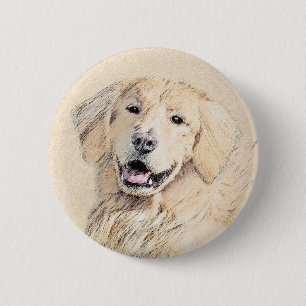 Goldene Retriever Malerei - Niedliche Original Dog Button