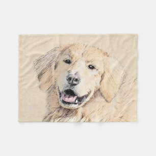 Goldene Retriever Malerei - Niedliche Original Dog Fleecedecke