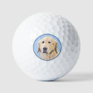 Goldene Retriever Malerei - Niedliche Original Dog Golfball