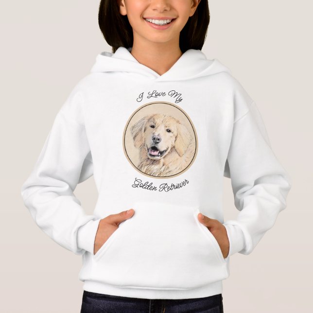 Goldene Retriever Malerei - Niedliche Original Dog Hoodie (Vorderseite)