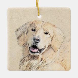 Goldene Retriever Malerei - Niedliche Original Dog Keramikornament