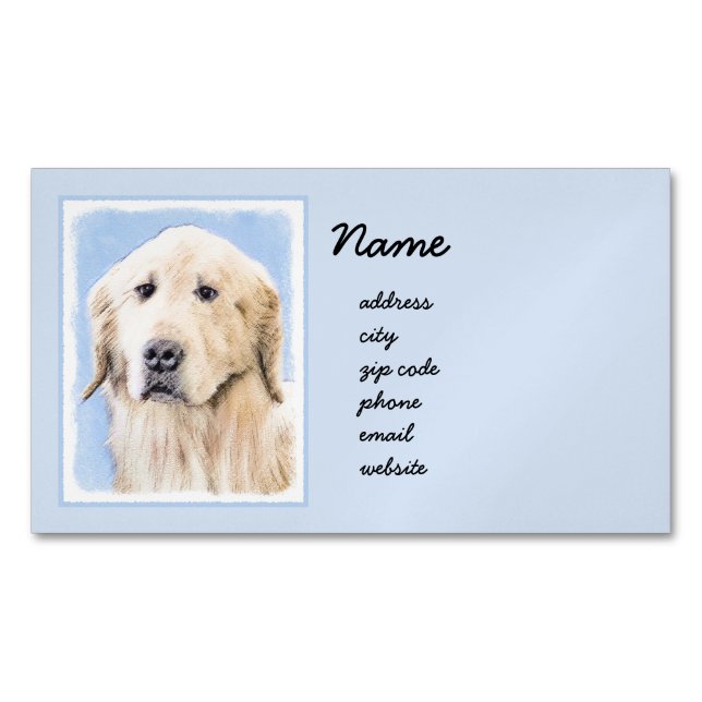 Goldene Retriever Malerei - Niedliche Original Dog Magnetische Visitenkarte (Vorderseite)