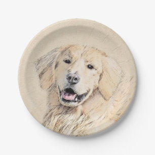 Goldene Retriever Malerei - Niedliche Original Dog Pappteller