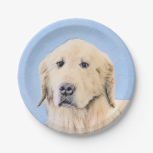 Goldene Retriever Malerei - Niedliche Original Dog Pappteller